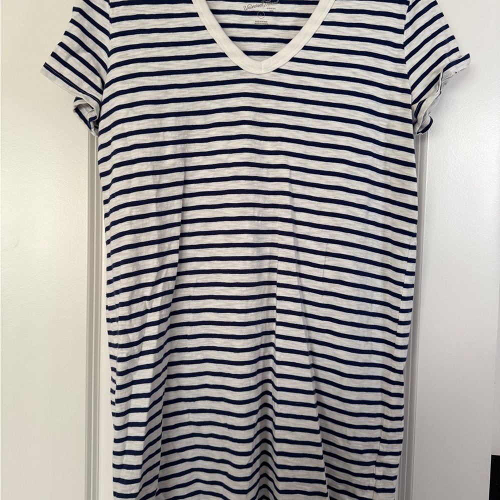 Striped V-Neck T-Shirt Dress